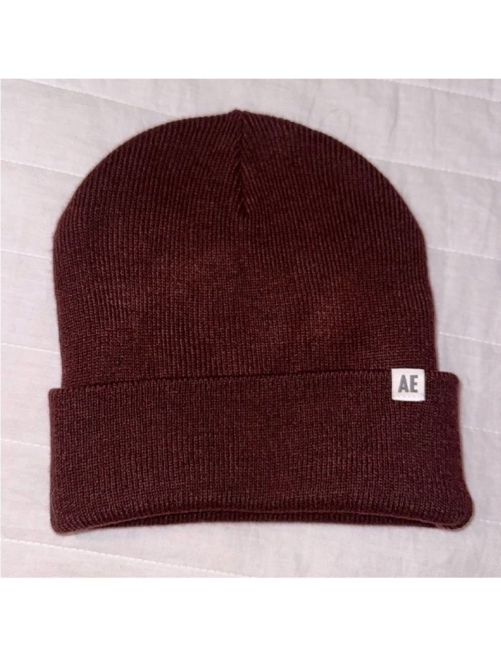 AE Unisex Burgundy Knit Beanie Hat